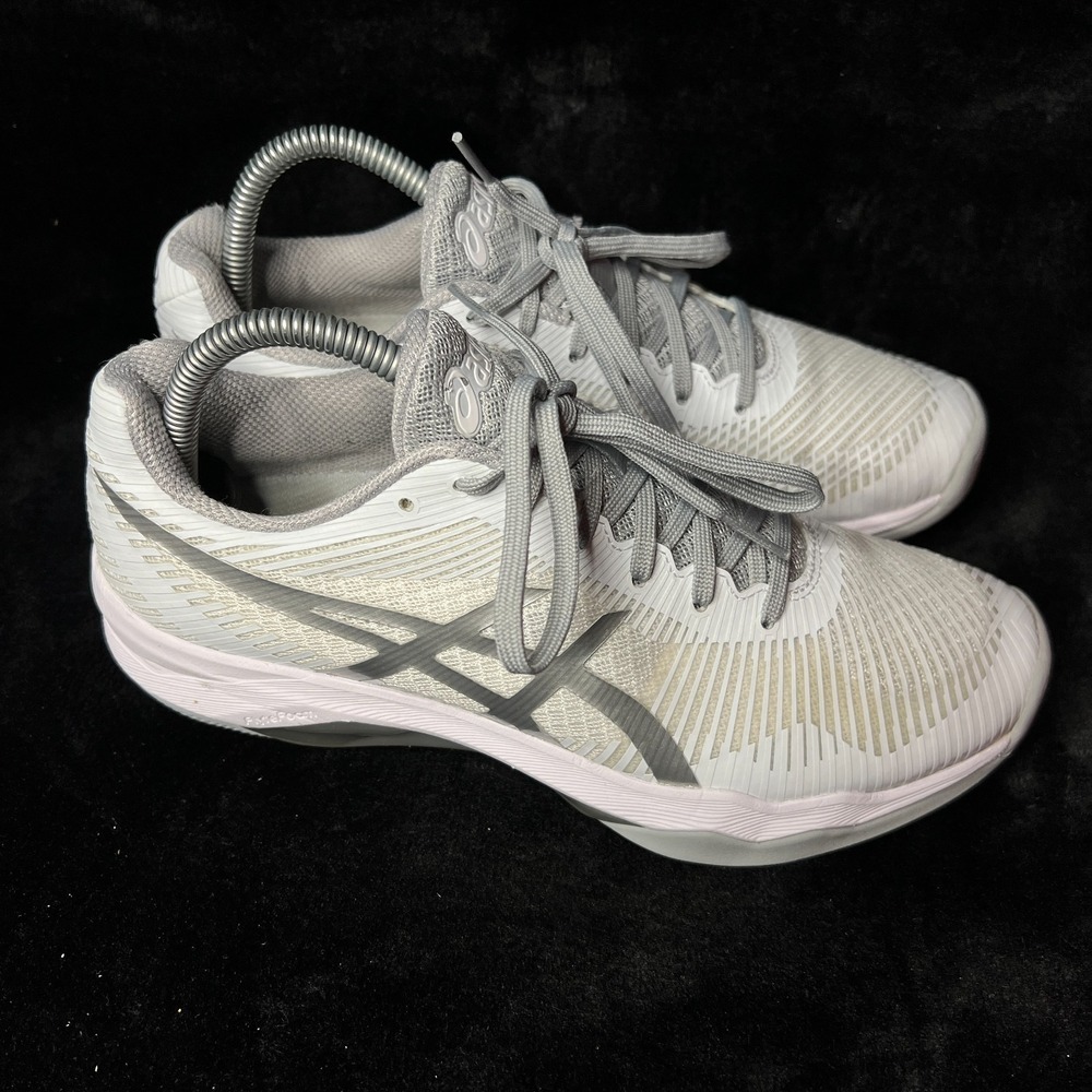 Asics Volley Elite FF B751N Womens 8 Athletic Running Shoes White Silver Sneaker - Picture 3 of 7
